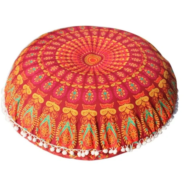 80*80cm Large Mandala Floor Pillows Round Bohemian Meditation Cushion Cover Ottoman Pouf 2AU30