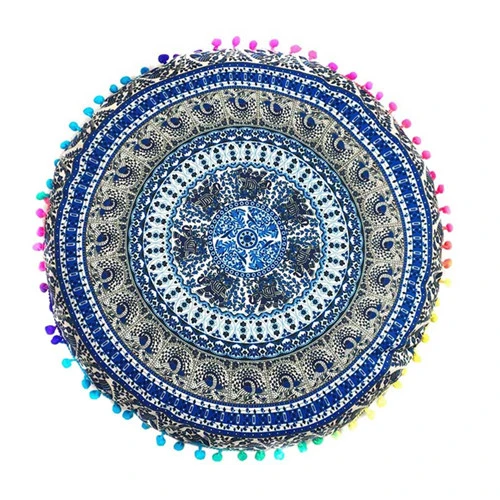 Homing Mandala Elephant Pattern Cushion Cover Yoga Bohemian Tassel Paisley Throw Cozy Pillow Cover Meditation Cushion Decorative