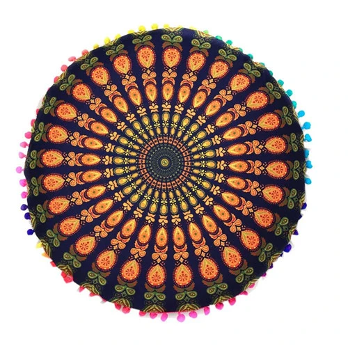 Homing Mandala Elephant Pattern Cushion Cover Yoga Bohemian Tassel Paisley Throw Cozy Pillow Cover Meditation Cushion Decorative