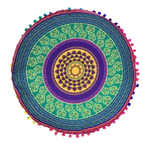 Homing Mandala Elephant Pattern Cushion Cover Yoga Bohemian Tassel Paisley Throw Cozy Pillow Cover Meditation Cushion Decorative