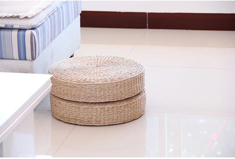 Hot Natural Straw Round Pouf Tatami Meditation Yoga Cushion - 5 Sizes 40/45/50/60/70cm