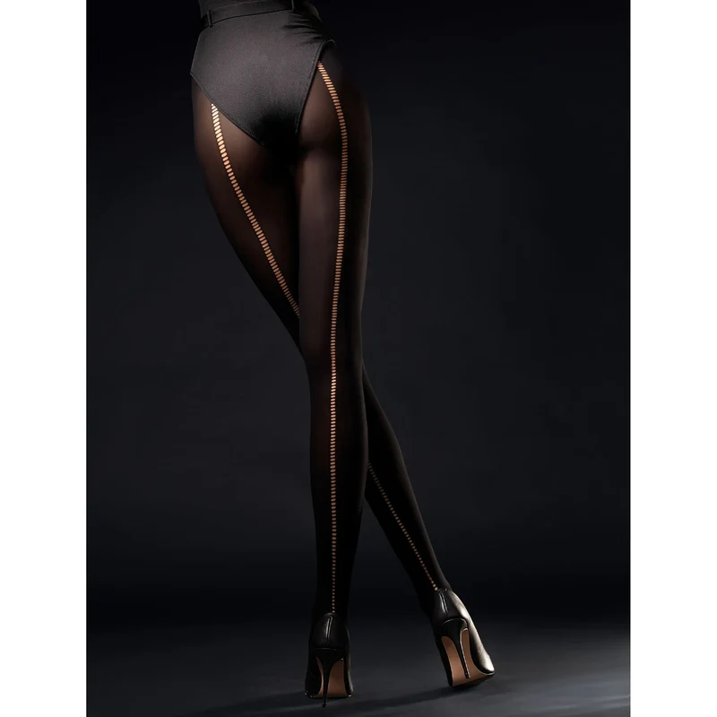 collants opaques noirs ouverture arrière élasthanne durable extensible confortable sophistiqués élégants féminins sculptants gousset coton tailles multiples soirée bureau audacieux