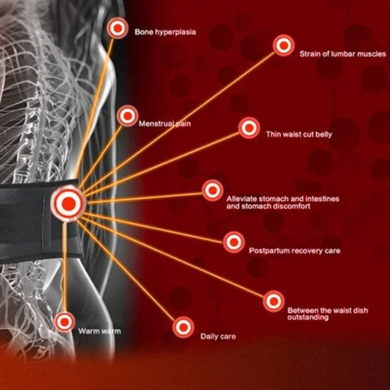 Self-heating Magnetic Therapy Waist Belt Tourmaline Back Waist Support Brace Pain Relieve