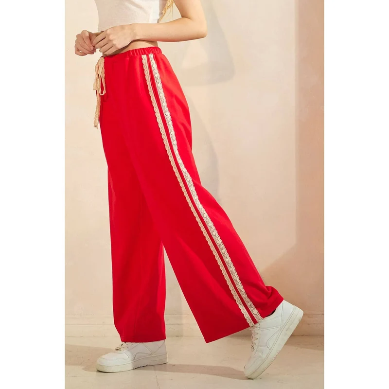 Terry Lace Detail Track Sweatpants
