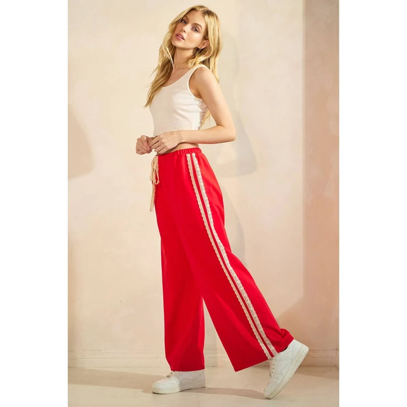 Terry Lace Detail Track Sweatpants