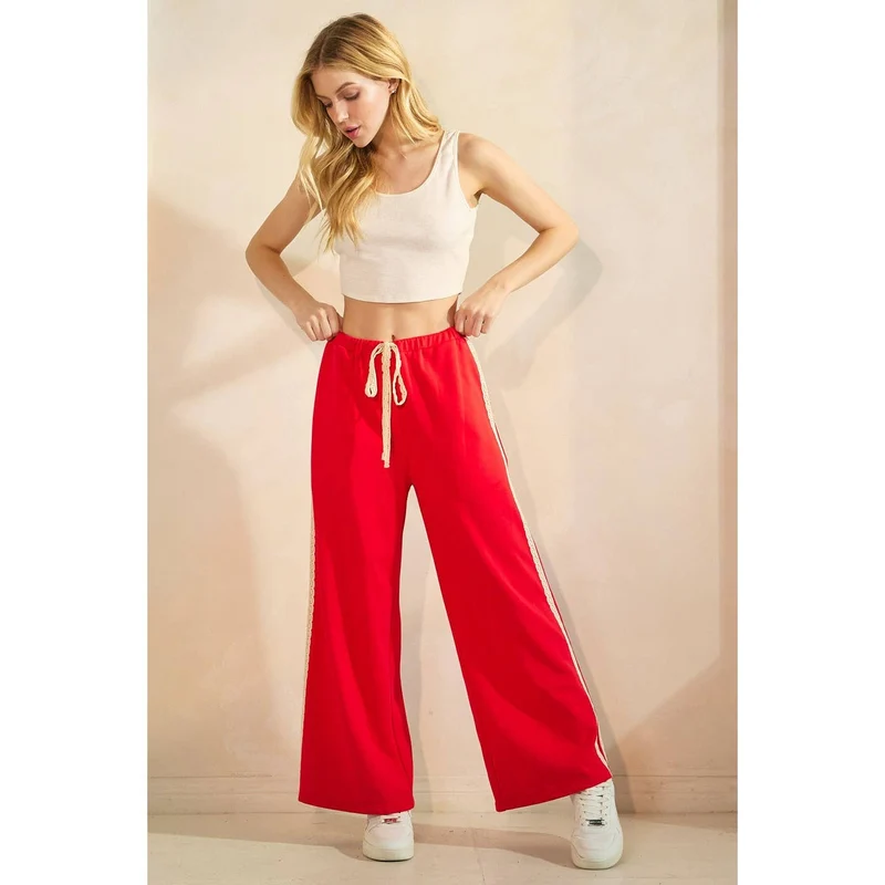 Terry Lace Detail Track Sweatpants