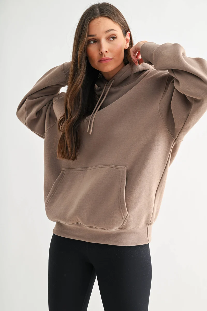 Cotton Blend Drop Shoulder Hoodie