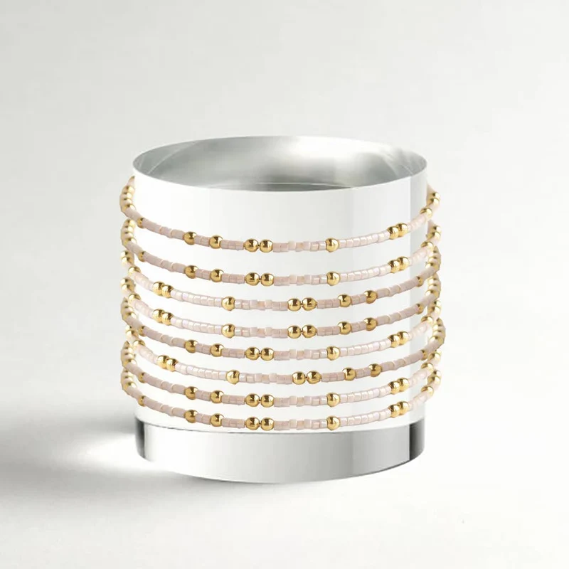 Confetti Beaded Bangle-Champagne