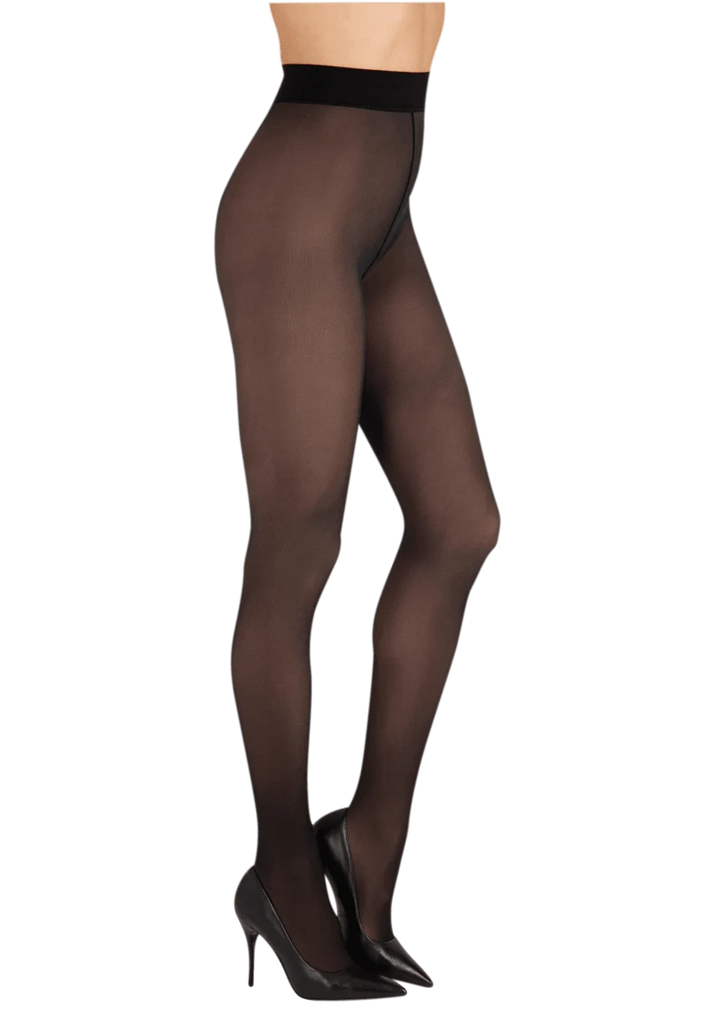 Collant chaud Effet Transparent Sensation Polaire 25D - Noir ébène