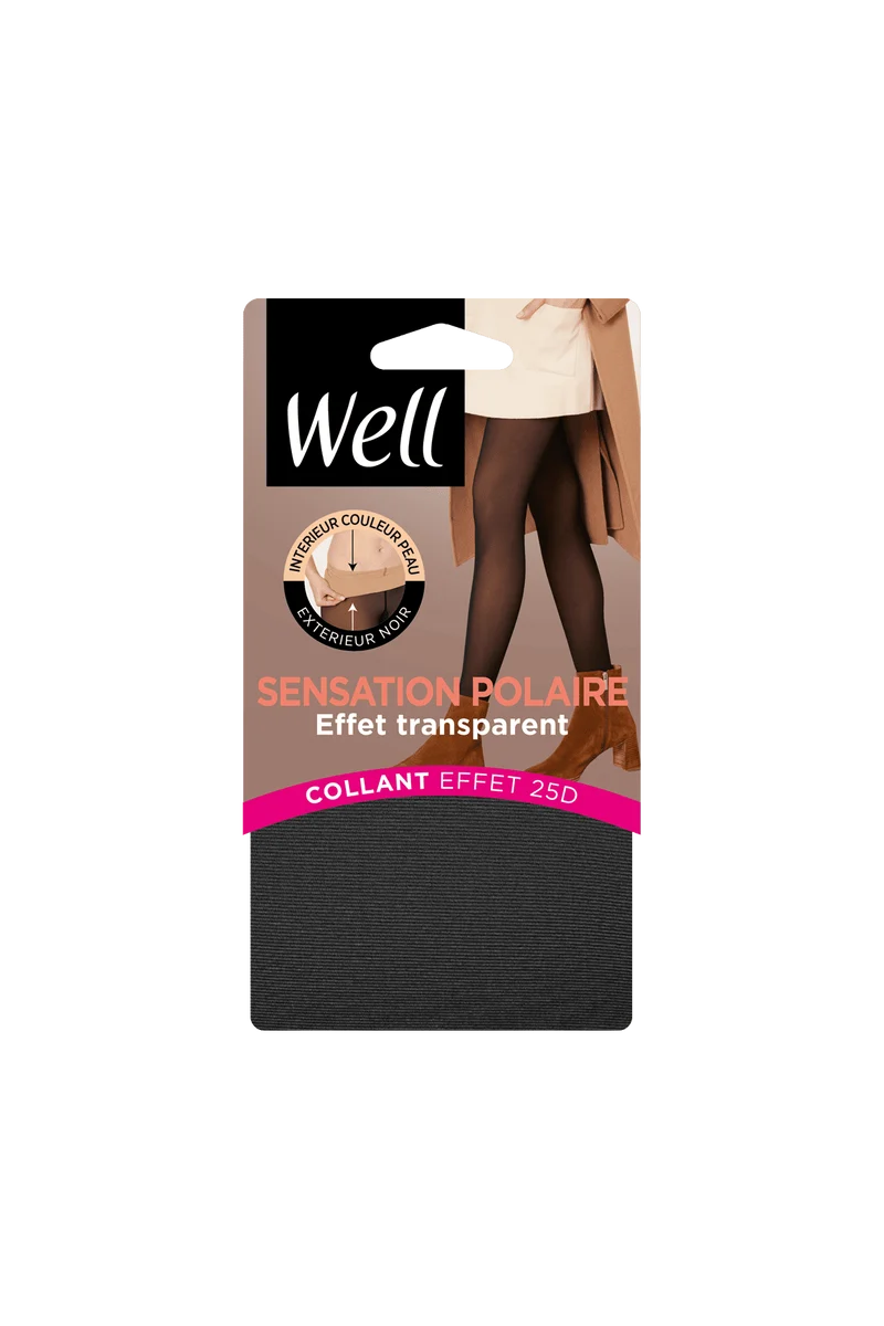 Collant chaud Effet Transparent Sensation Polaire 25D - Noir ébène