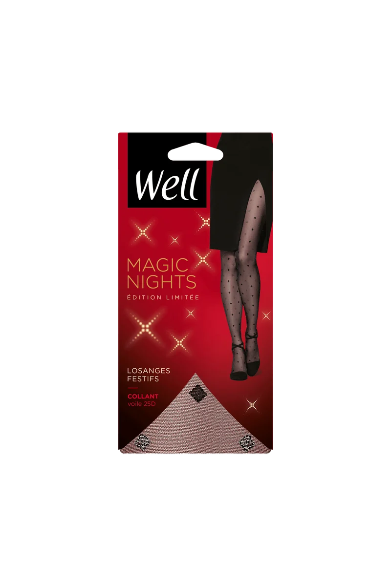 Collant Fantaisie Losanges Festifs Magic Nights - Noir ébène