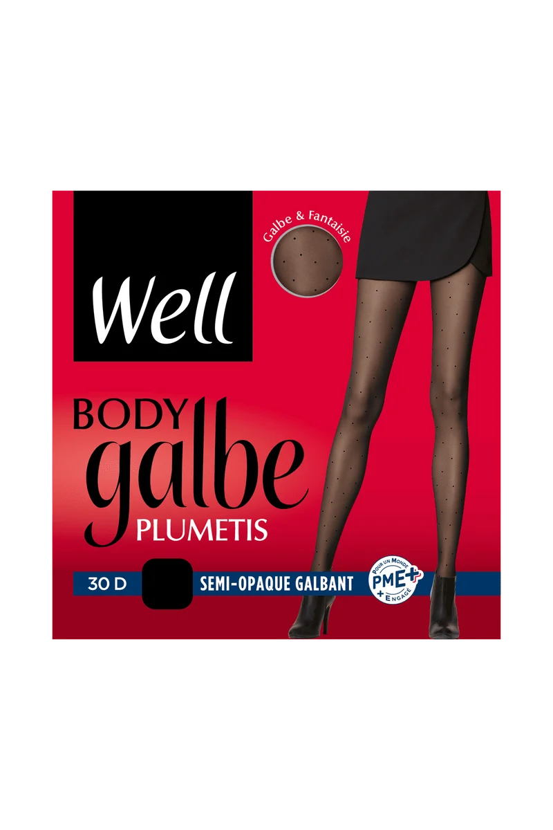 Collant Voile Galbant Plumetis Semi-Opaque 30D Body Galbe - Noir