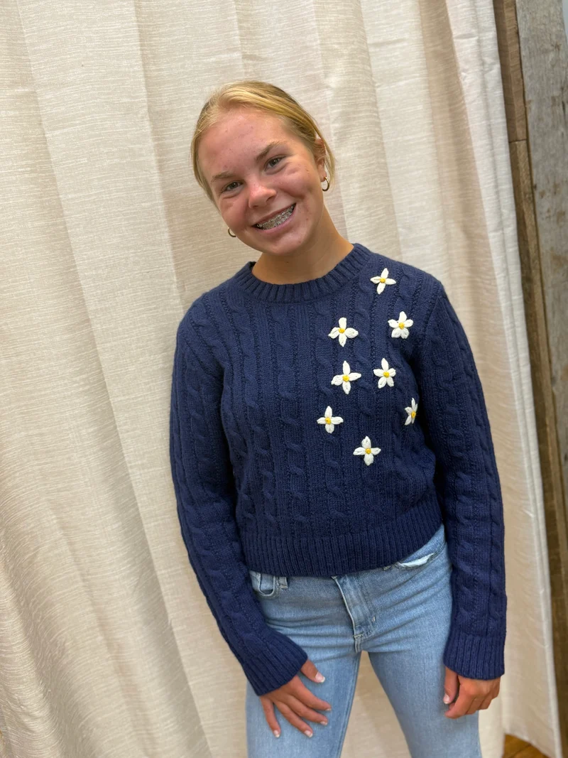 Lulu Embroidered Daisy Sweater