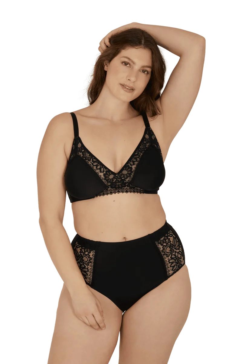 Soutien-gorge sans armatures basque dentelle Well Allure L'Elégante - Noir