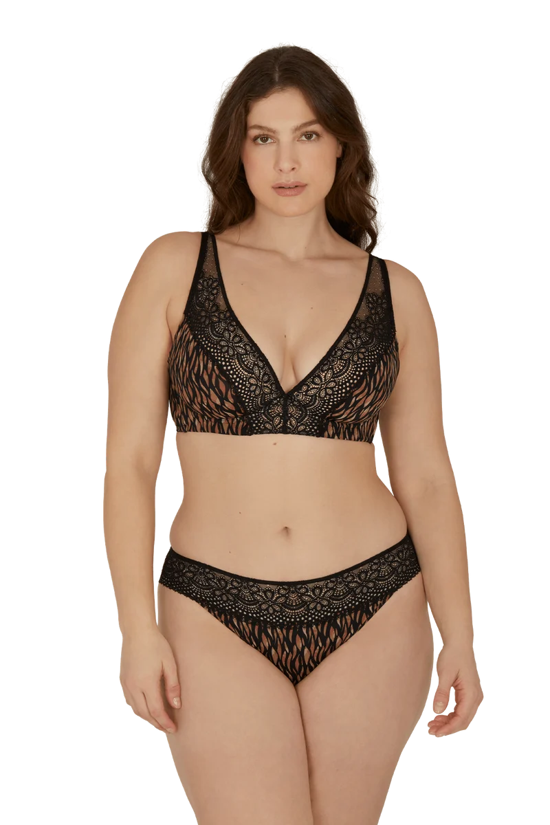Slip brésilien dentelle et microfibre L'irrésistible - Fauve