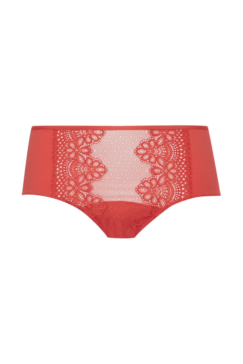 Shorty en dentelle et microfibre L'irrésistible - Corail
