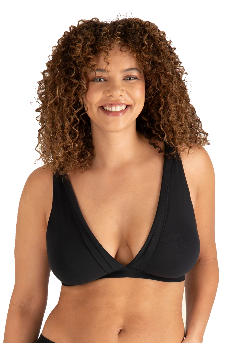 Soutien-gorge sans armatures Tulle Design Coton - Noir