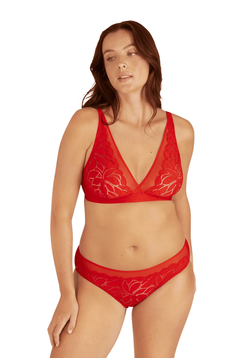 Soutien-gorge sans armatures Dentelle Prodigieuse - Rouge lumineux
