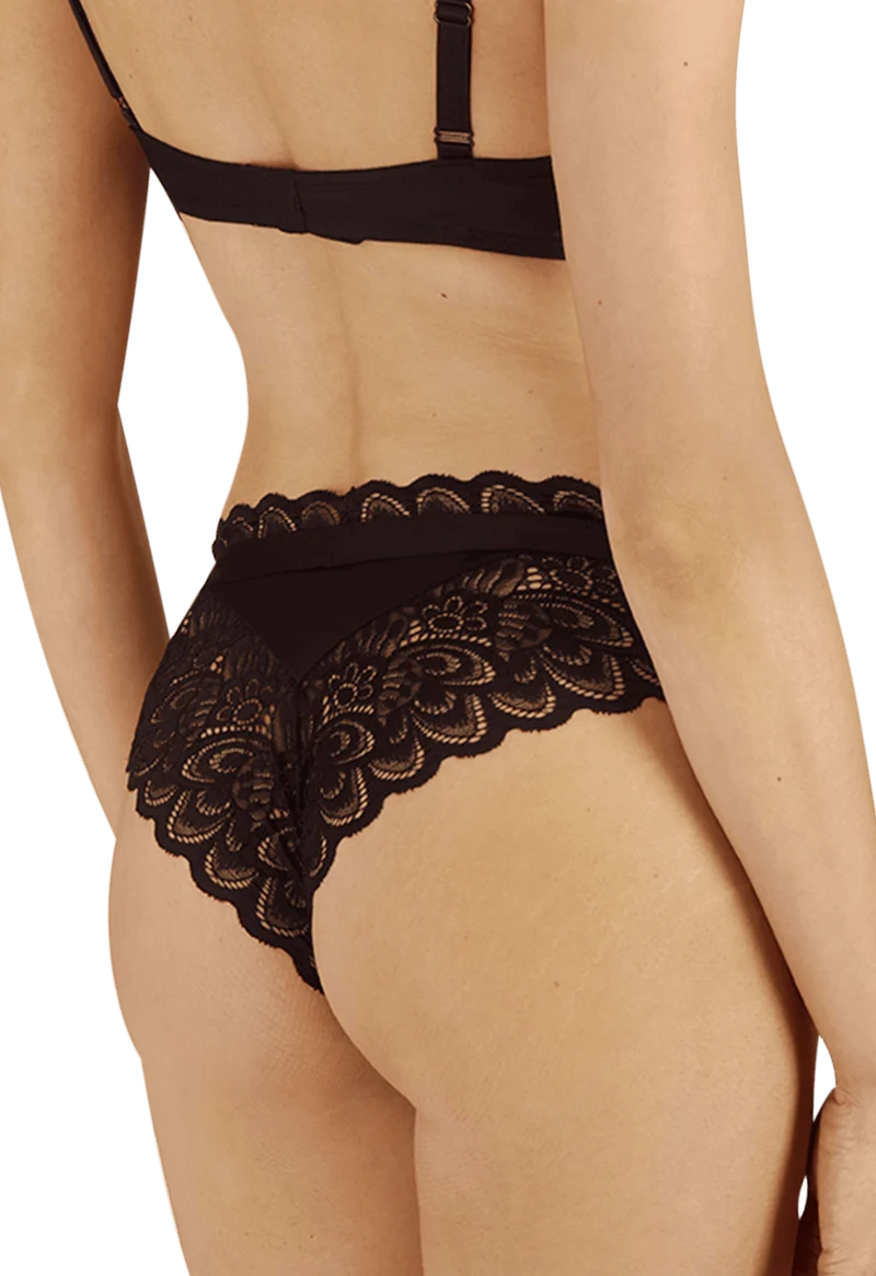 Slip brésilien Dentelle Audacieuse - Noir