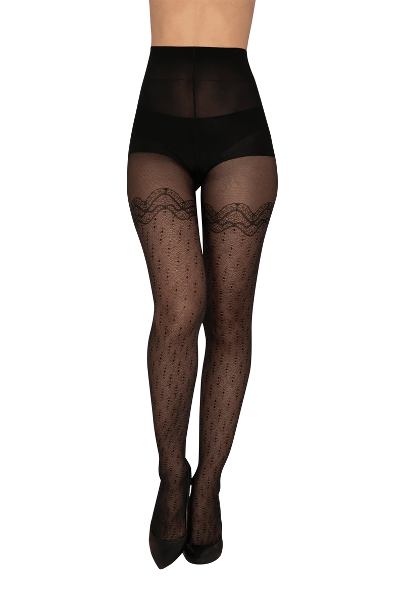 Collant Fantaisie Voile Hypnotique Magic Nights - Noir ébène