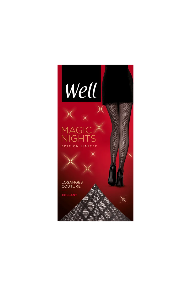 Collant Fantaisie Losanges Couture Magic Nights - Noir ébène