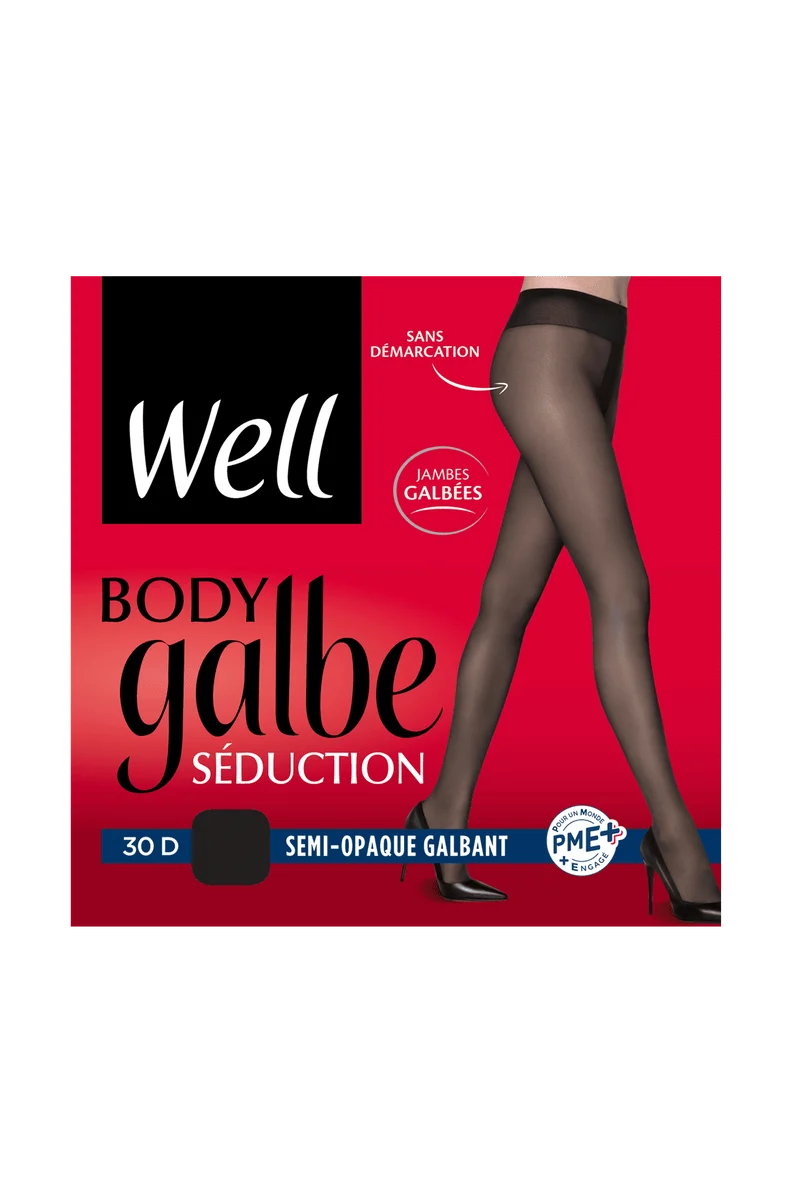 Collant Voile Galbant Semi-Opaque 30D Séduction Body Galbe - Noir