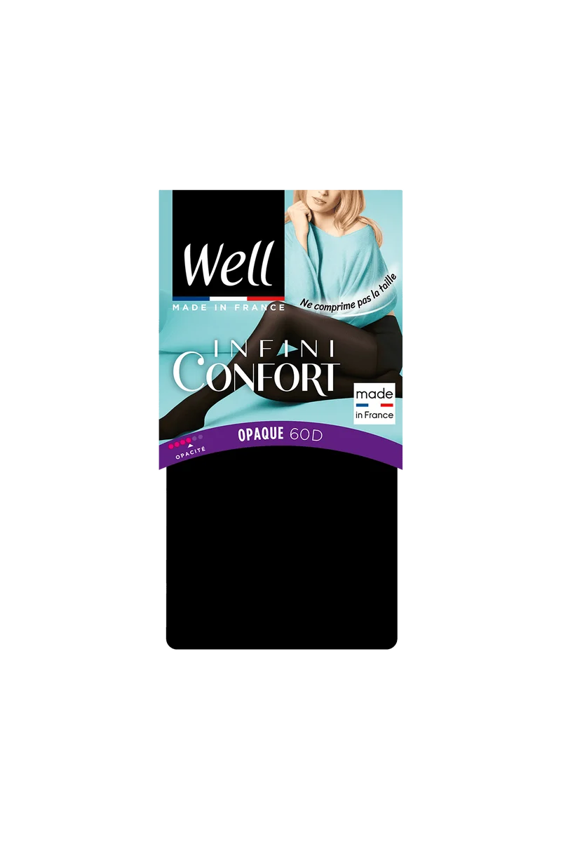 Collant Opaque 60D Well Infini Confort - Noir