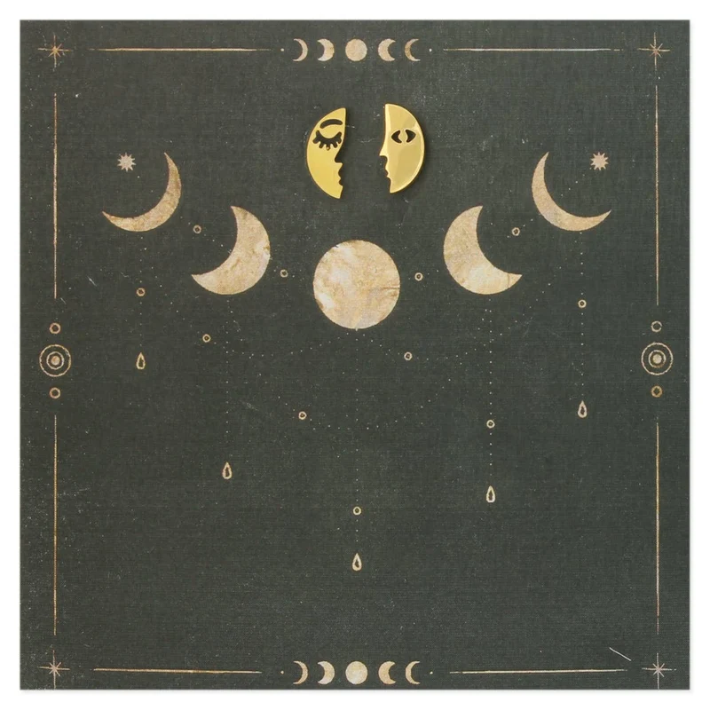 ZAD - Lunar Reflections Gold Moon Post Earrings