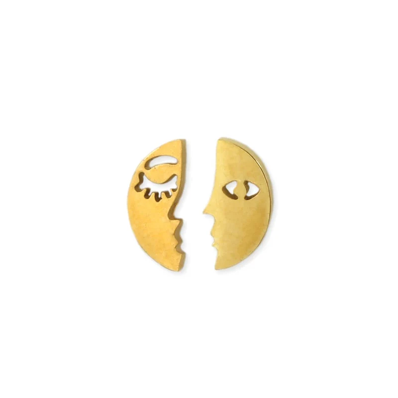 ZAD - Lunar Reflections Gold Moon Post Earrings