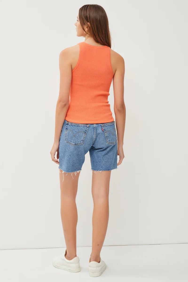 Solid Rib Scoop Neck Tank
