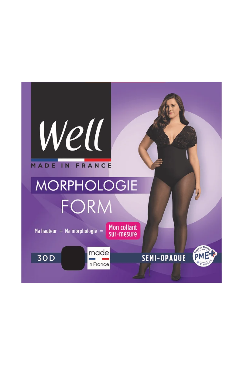 Collant Semi-Opaque 30D sur-mesure Morphologie - Noir