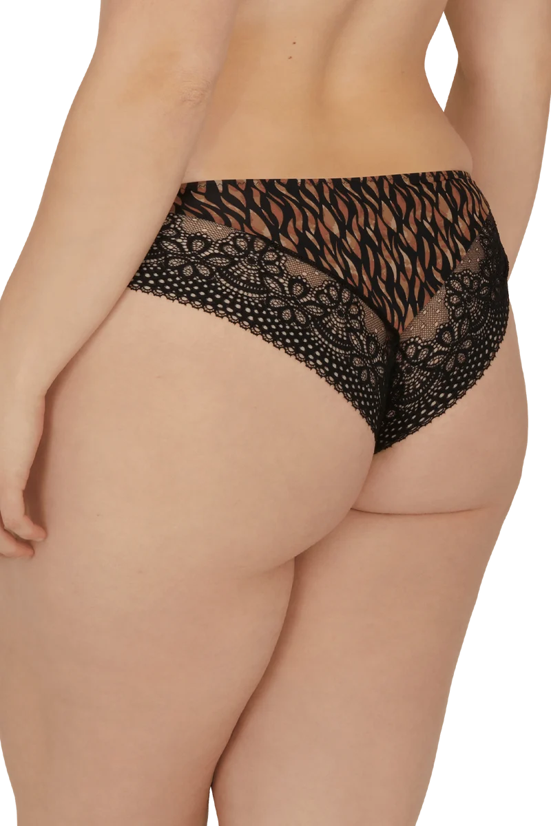 Slip brésilien dentelle et microfibre L'irrésistible - Fauve