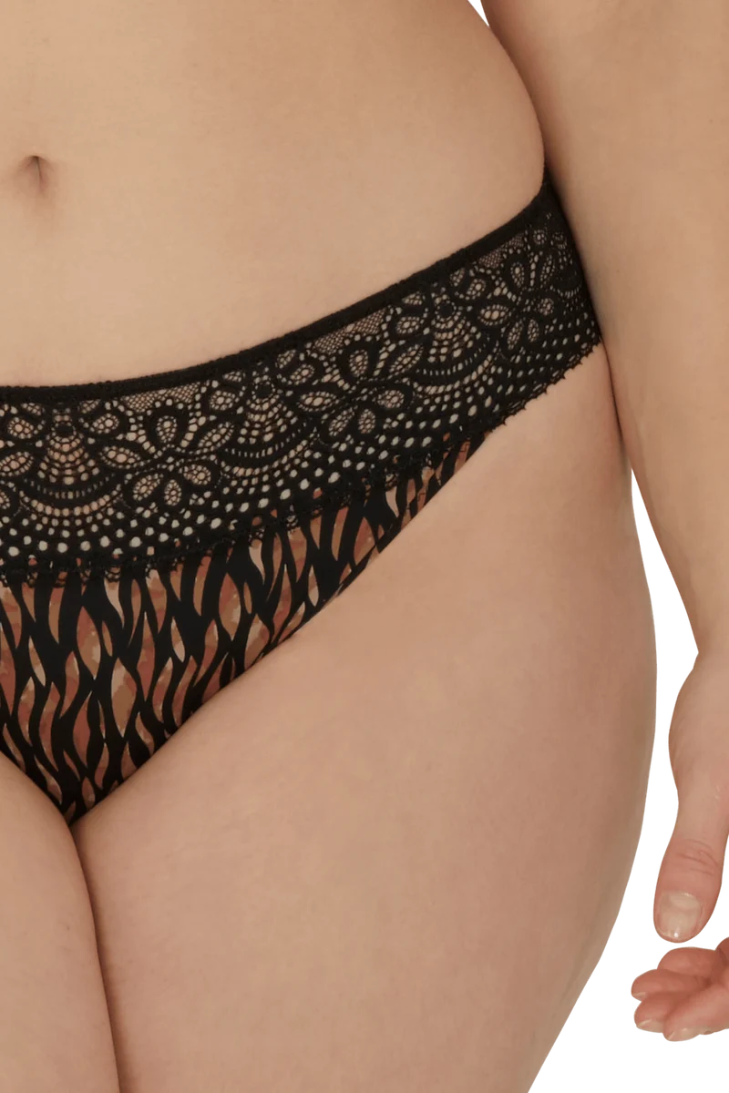 Slip brésilien dentelle et microfibre L'irrésistible - Fauve