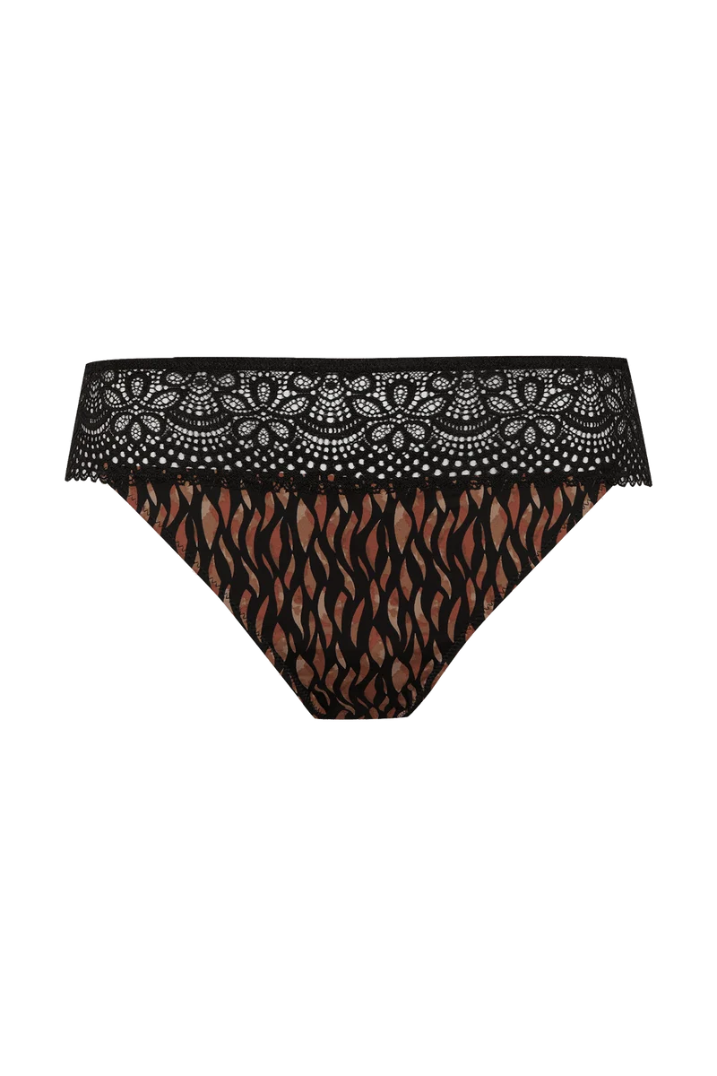 Slip brésilien dentelle et microfibre L'irrésistible - Fauve