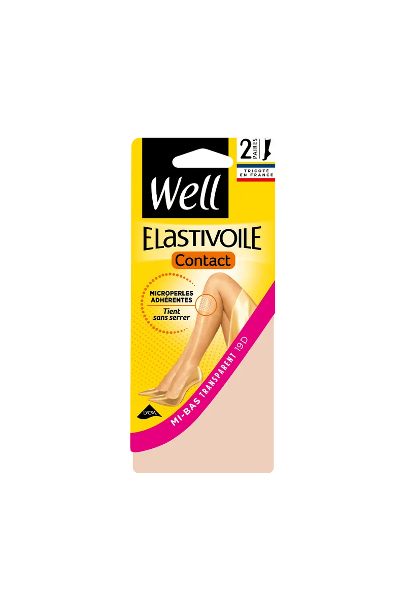 Lot de 2 paires de Mi-bas Transparent 19D Elastivoile Contact - Beige naturel