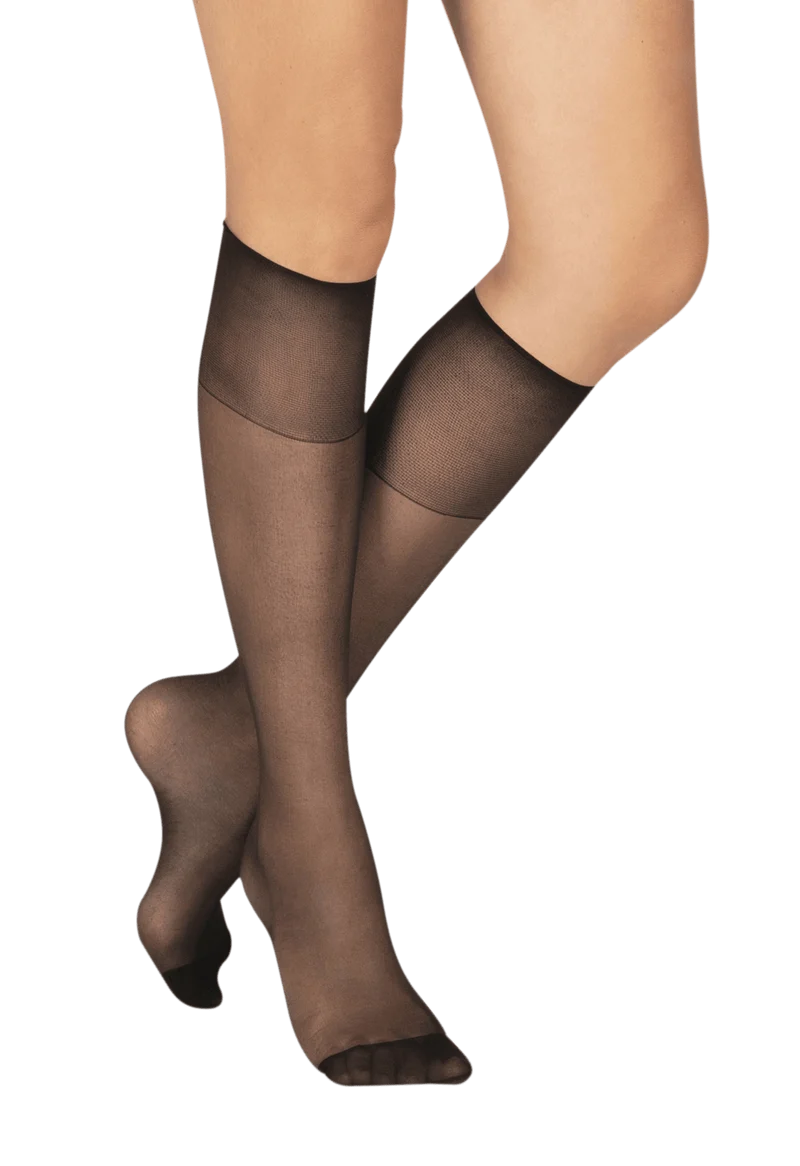 Lot de 2 paires de Mi-bas Voile 15D Contact Lycra - Noir