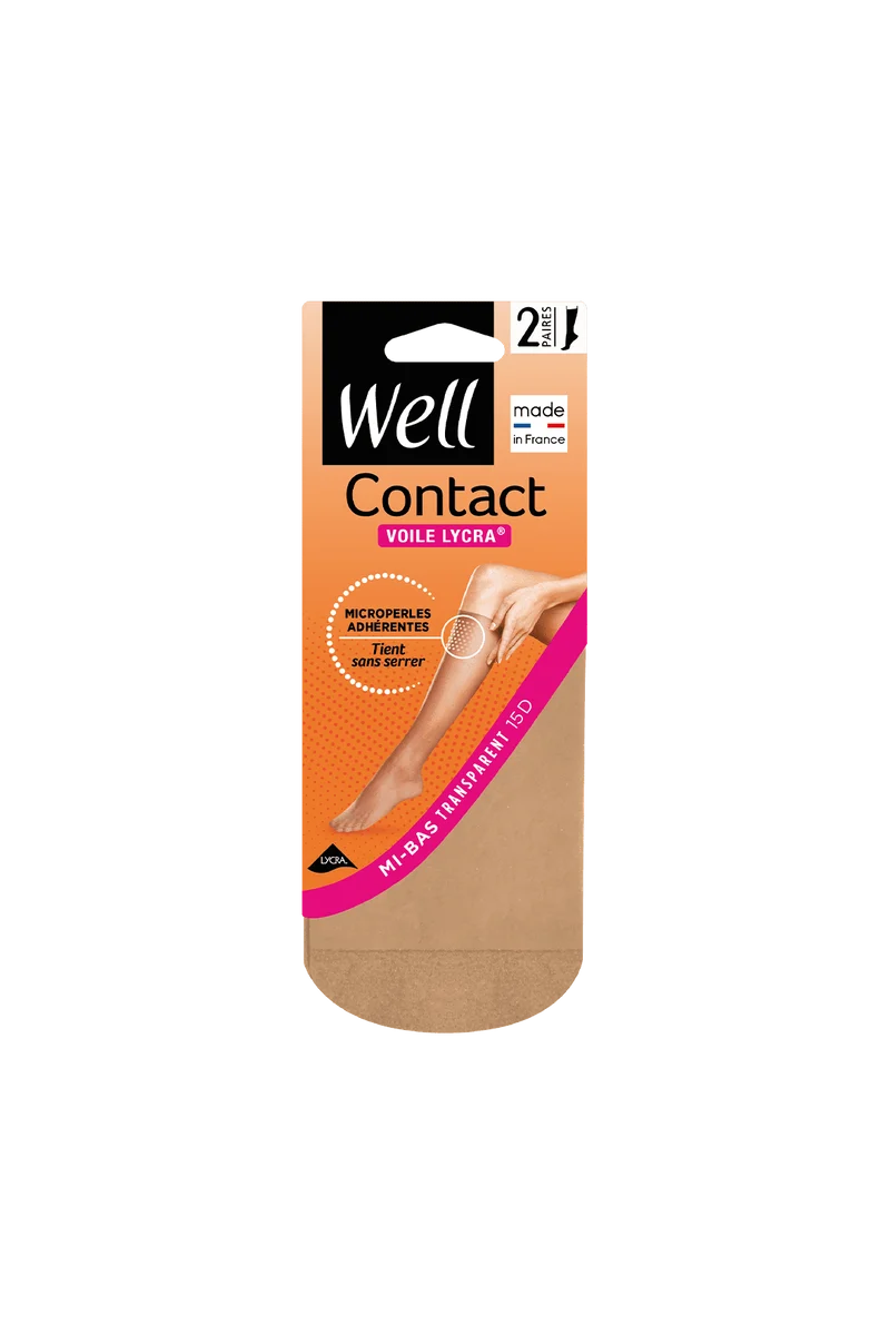 Lot de 2 paires de Mi-bas Voile 15D Contact Lycra - Sable