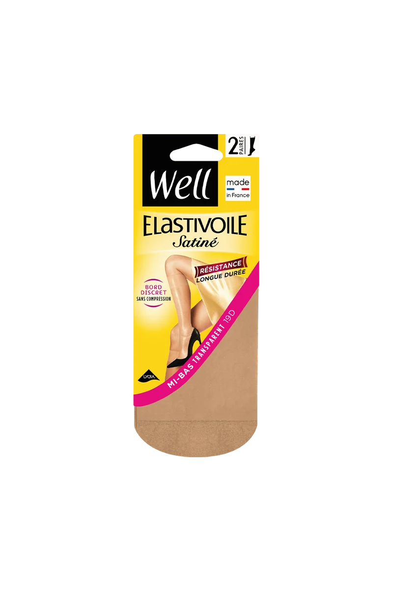 Lot de 2 paires de Mi-bas Satiné 19D Elastivoile - Beige medium