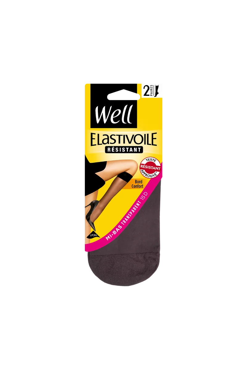 Lot de 2 paires de Mi-bas Transparents 15D Elastivoile Résistant - Loup