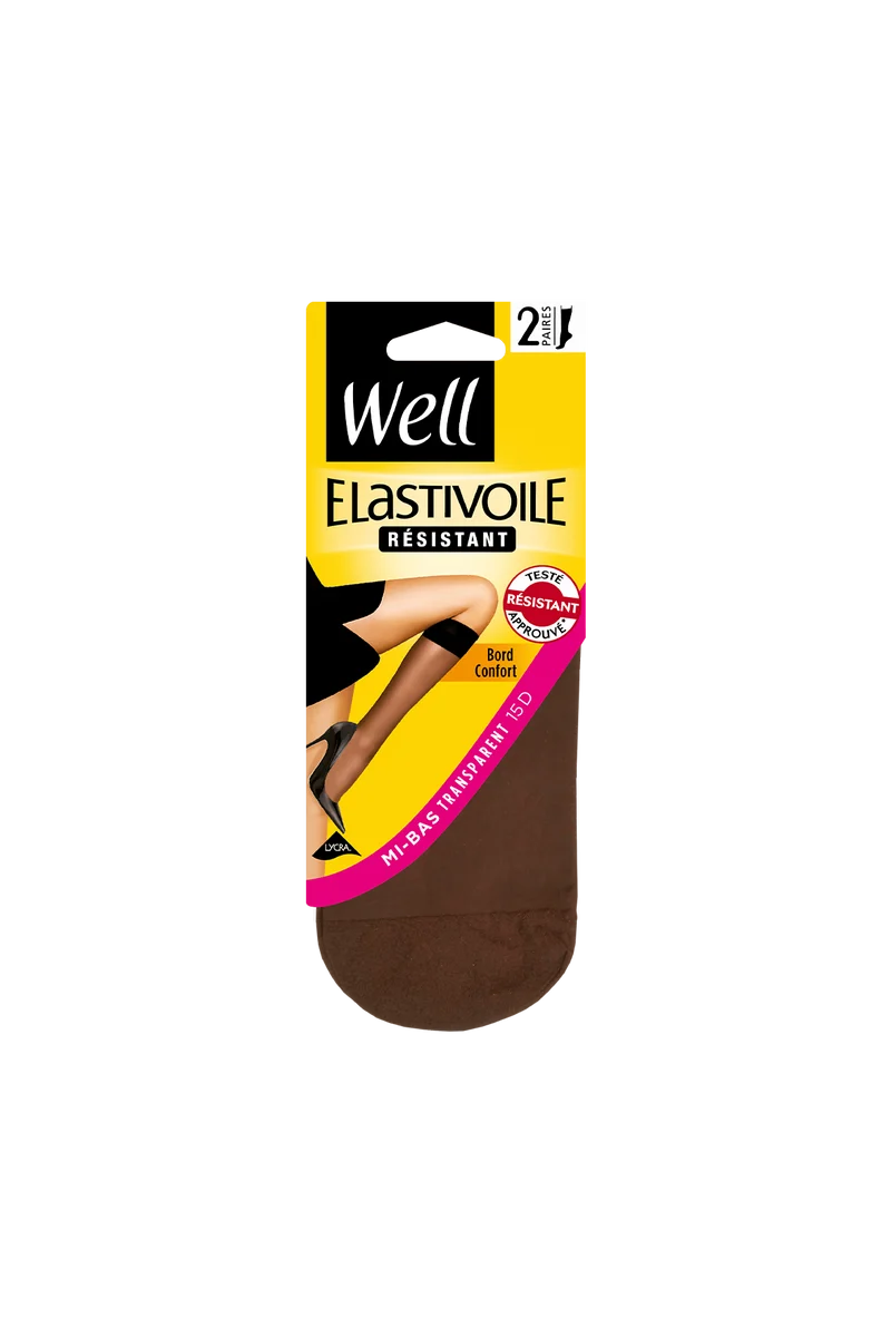 Lot de 2 paires de Mi-bas Transparents 15D Elastivoile Résistant - Gazelle