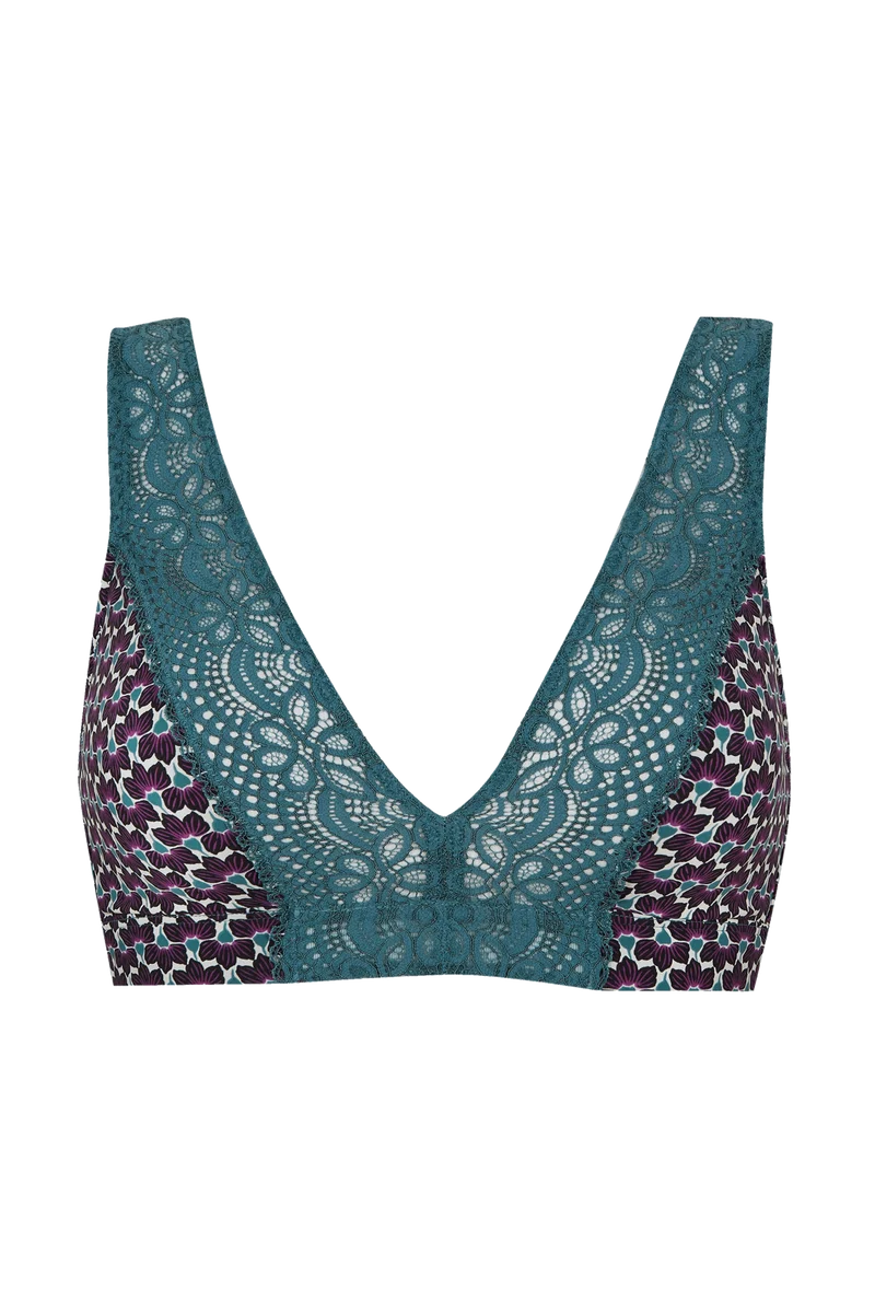 Soutien-gorge foulard sans armatures en dentelle et en microfibre L'irrésistible - Imprimé folk
