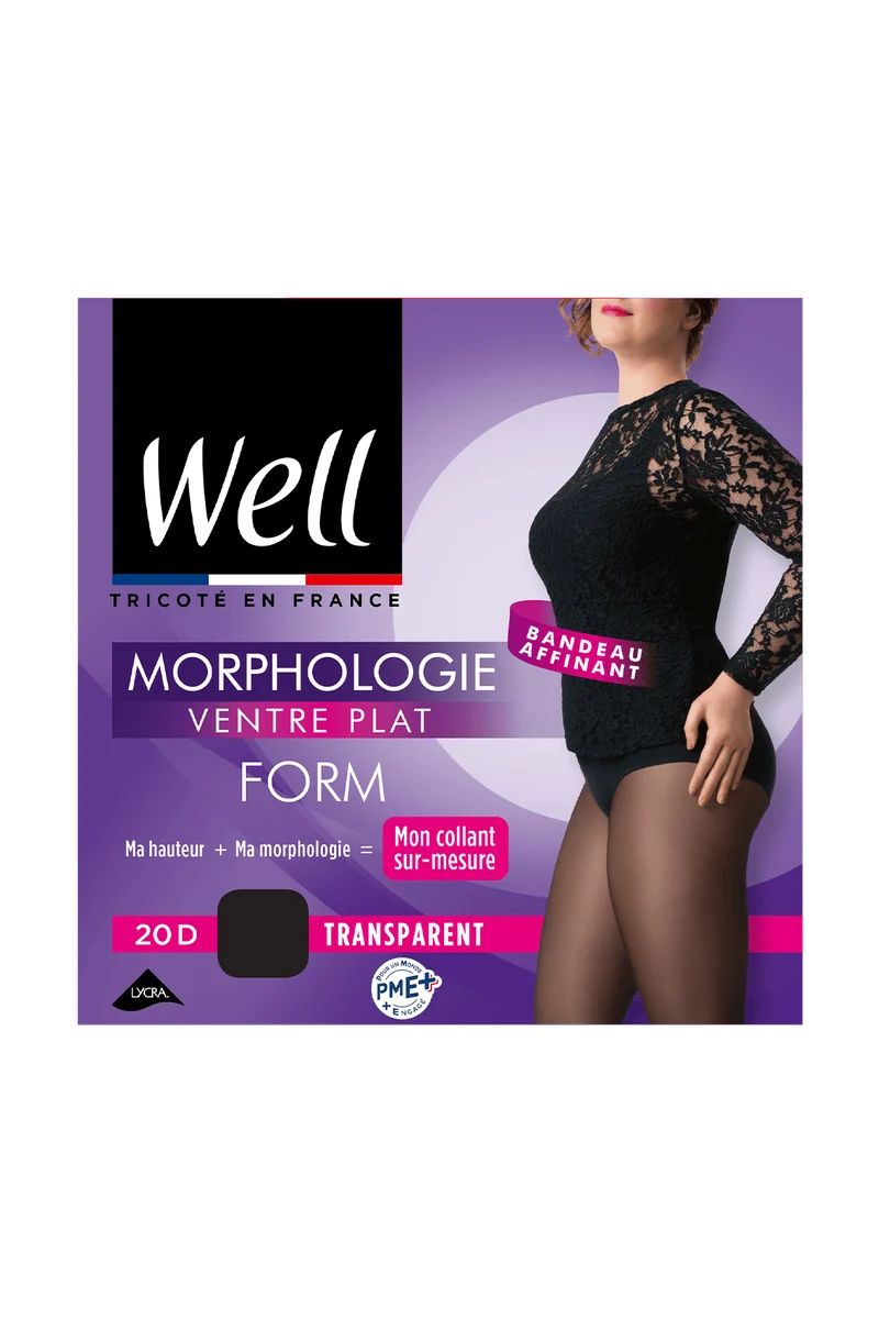 Collant Transparent 20D Ventre Plat Morphologie - Noir