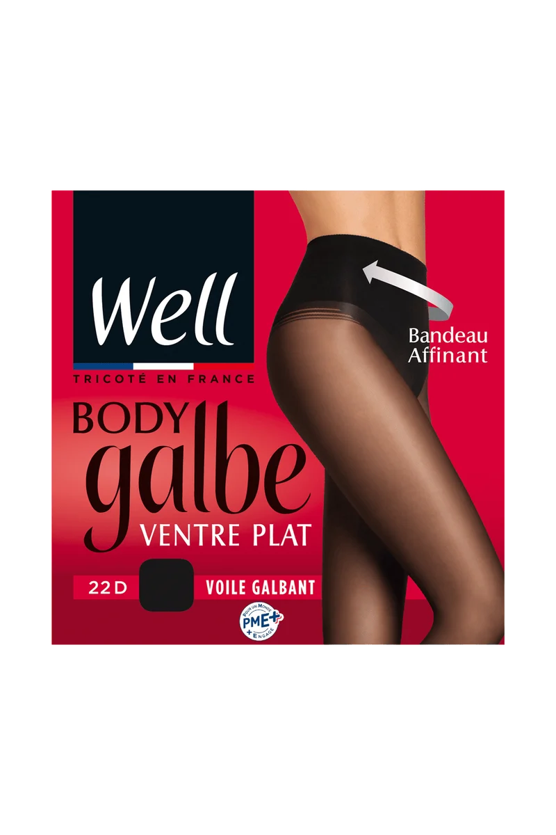 Collant Voile Galbant Transparent 22D Ventre Plat Body Galbe - Noir