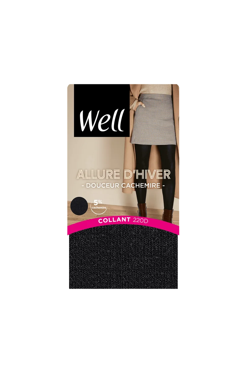 Collant opaque 220D Douceur Cachemire Allure d'Hiver - Noir ébène