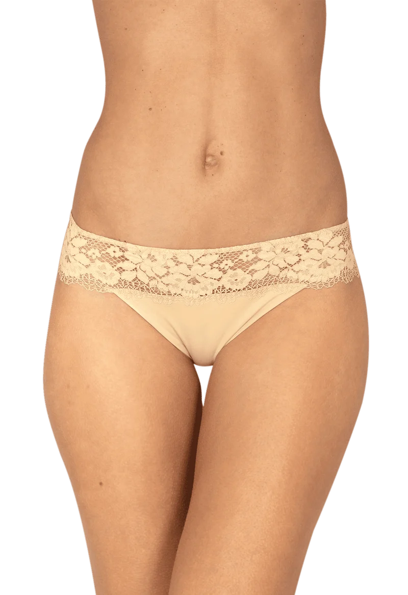 Slip Résille Florale - Nude