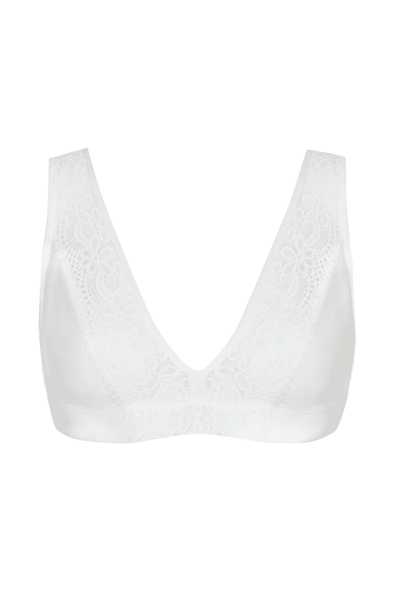 Soutien-gorge foulard sans armatures en dentelle et en microfibre L'irrésistible - Blanc